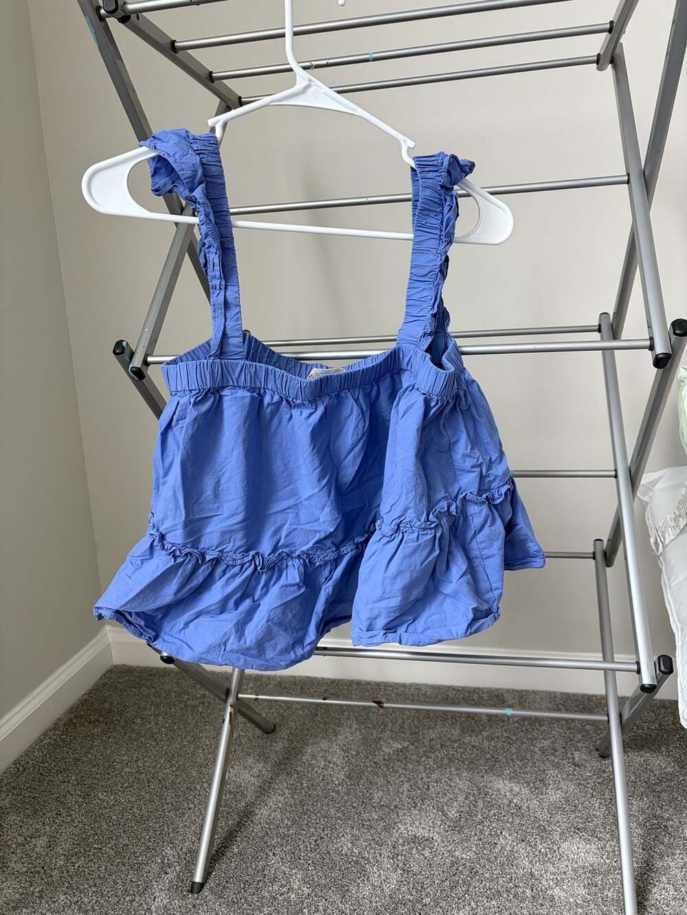 By Together Blue Smocked Tiered Ruffle Tank Top